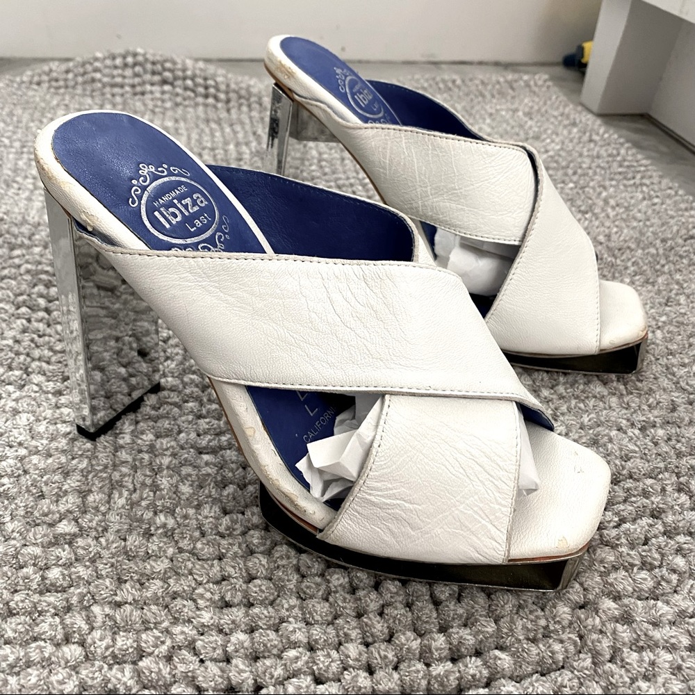 WHITE AND CHROME WRAP JEFFERY CAMPBELL HEELS